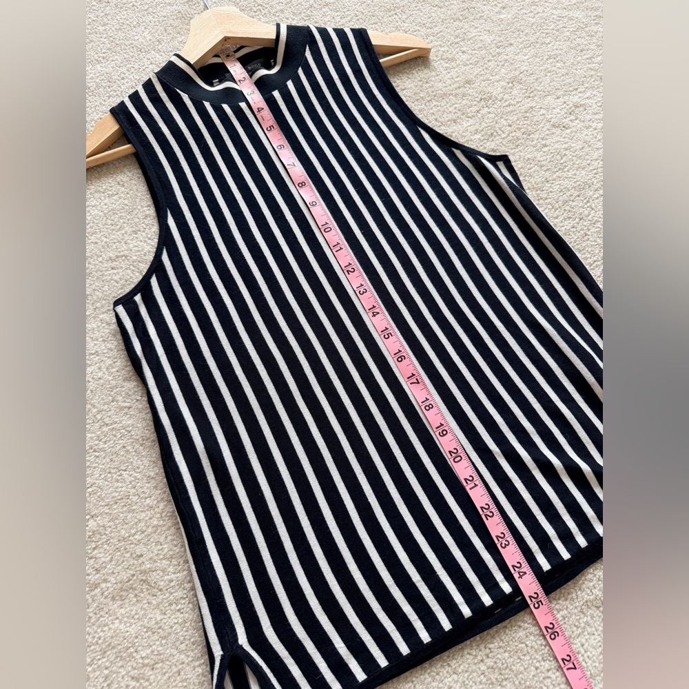 Rag & Bone Livvy Black White Striped Silk Blend Mock Neck Tank Top L MSRP $225 - Picture 7 of 7